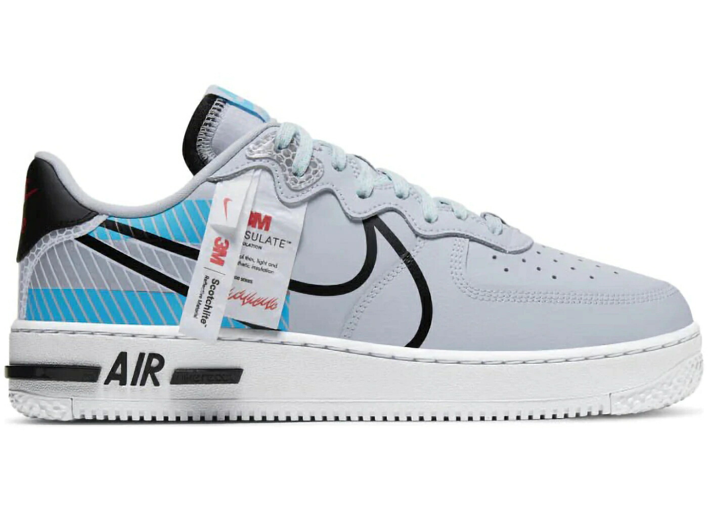 ナイキ リアクト 純然たる プラチナム 青味 青み 空軍 スニーカー メンズ NIKE AIR FORCE 1 LOW REACT 3M PACK PURE PLATINUM BALTIC BLUE / PURE PLATINUM BALTIC BLUE