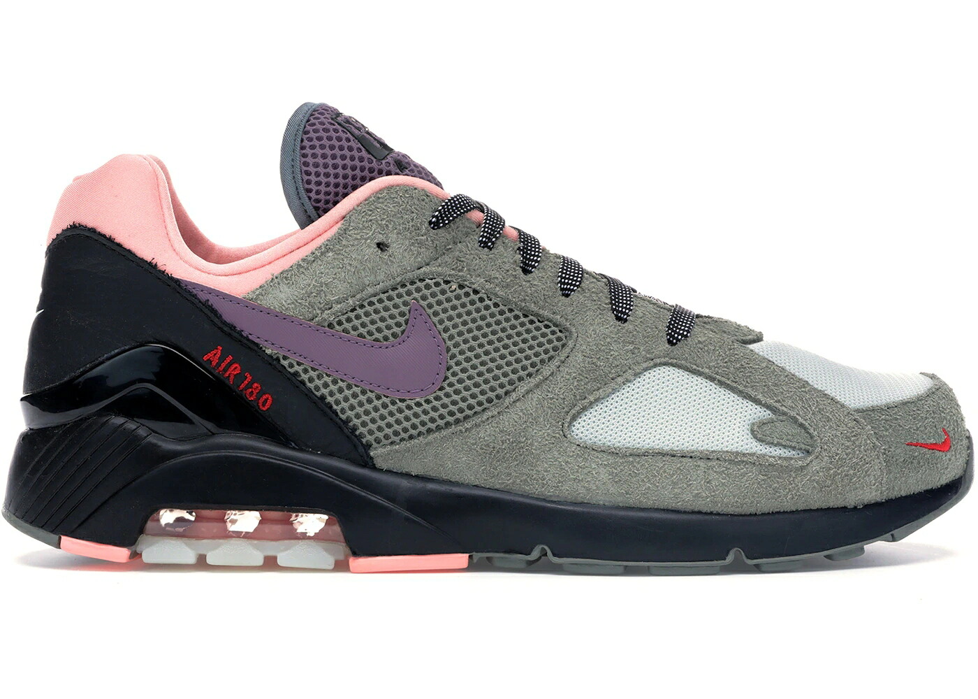 ナイキ マックス 灰色 グレー 紫 パープル ピンク 黒色 ブラック エアマックス SIZE? スニーカー メンズ NIKE AIR MAX 180 DUSK / GREY PURPLE PINK BLACK｜スニケス