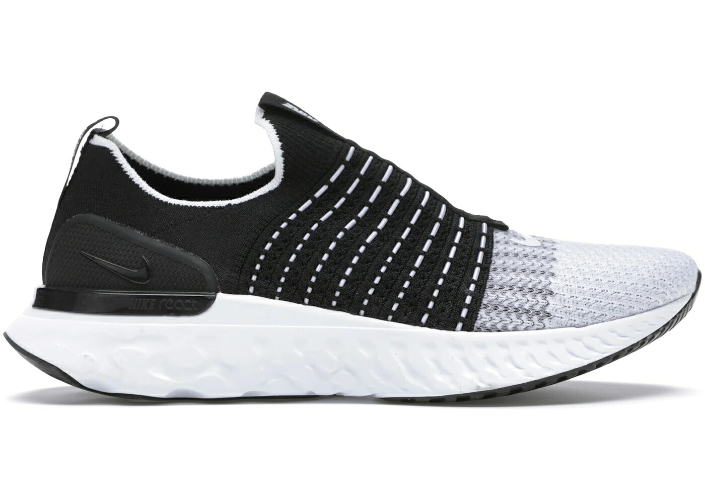 ナイキ リアクト ラン フライニット 黒色 ブラック 白色 ホワイト スニーカー メンズ NIKE REACT PHANTOM RUN FLYKNIT 2 BLACK / BLACK WHITE|スニケス