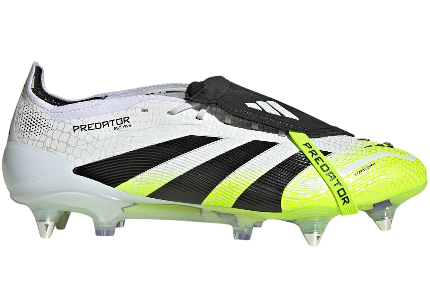 アディダス プレデター エリート 白色 ホワイト コア 黒色 ブラック スニーカー メンズ ADIDAS PREDATOR ELITE FOLD-OVER TONGUE SG CLOUD WHITE CORE BLACK LUCID LEMON / CLOUD WHITE CORE BLACK LUCID