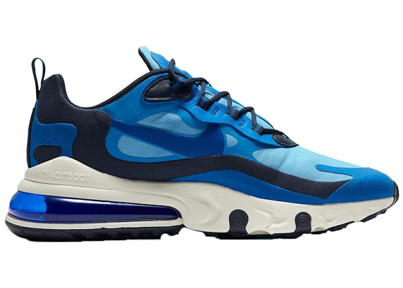 ナイキ マックス リアクト 青碧 青色 パシフィック エア湖マックス スニーカー メンズ NIKE AIR MAX 270 REACT TRIPLE BLUE / PACIFIC BLUE UNIVERSITY BLUE スニーカー-靴