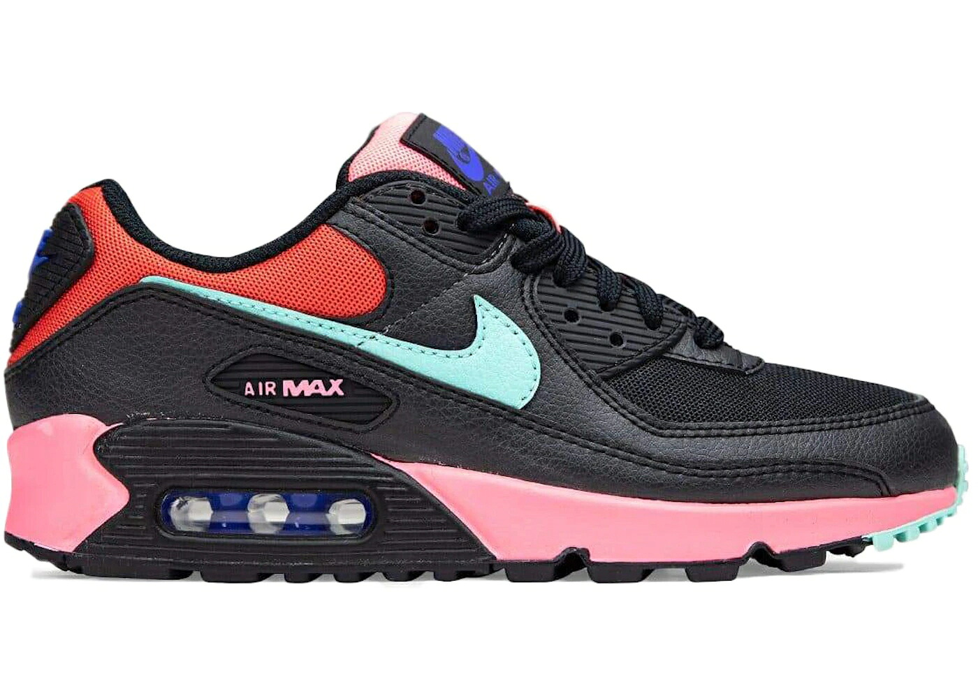 ナイキ マックス 黒色 ブラック 赤 レッド エアマックス WOMEN'S スニーカー レディース NIKE AIR MAX 90 CHAIN LINK (WOMEN'S) / BLACK RED TEAL｜スニケス