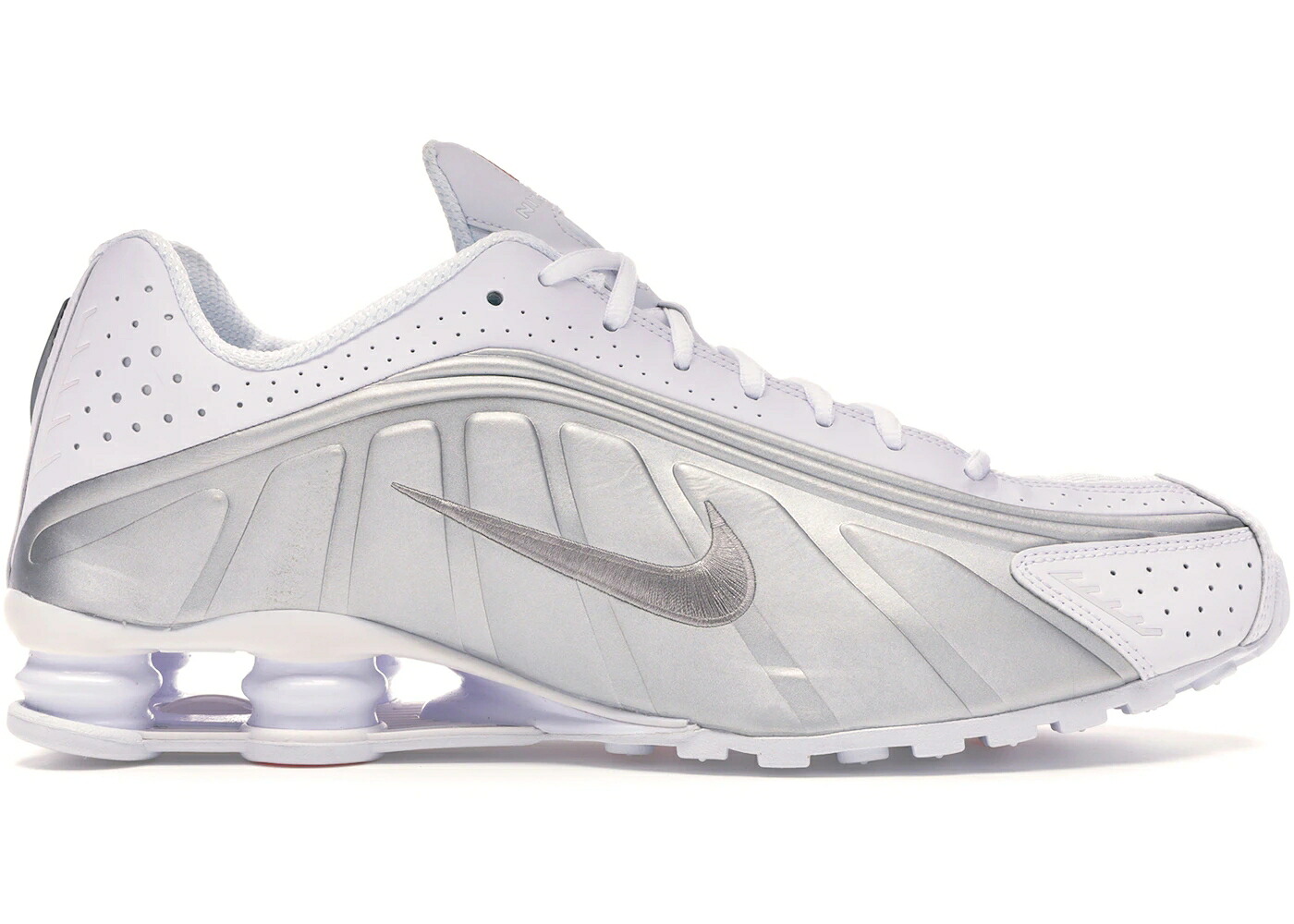 ナイキ ショックス 白色 ホワイト 銀色 シルバー スニーカー メンズ NIKE SHOX R4 WHITE METALLIC SILVER / WHITE METALLIC SILVER BRIGHT