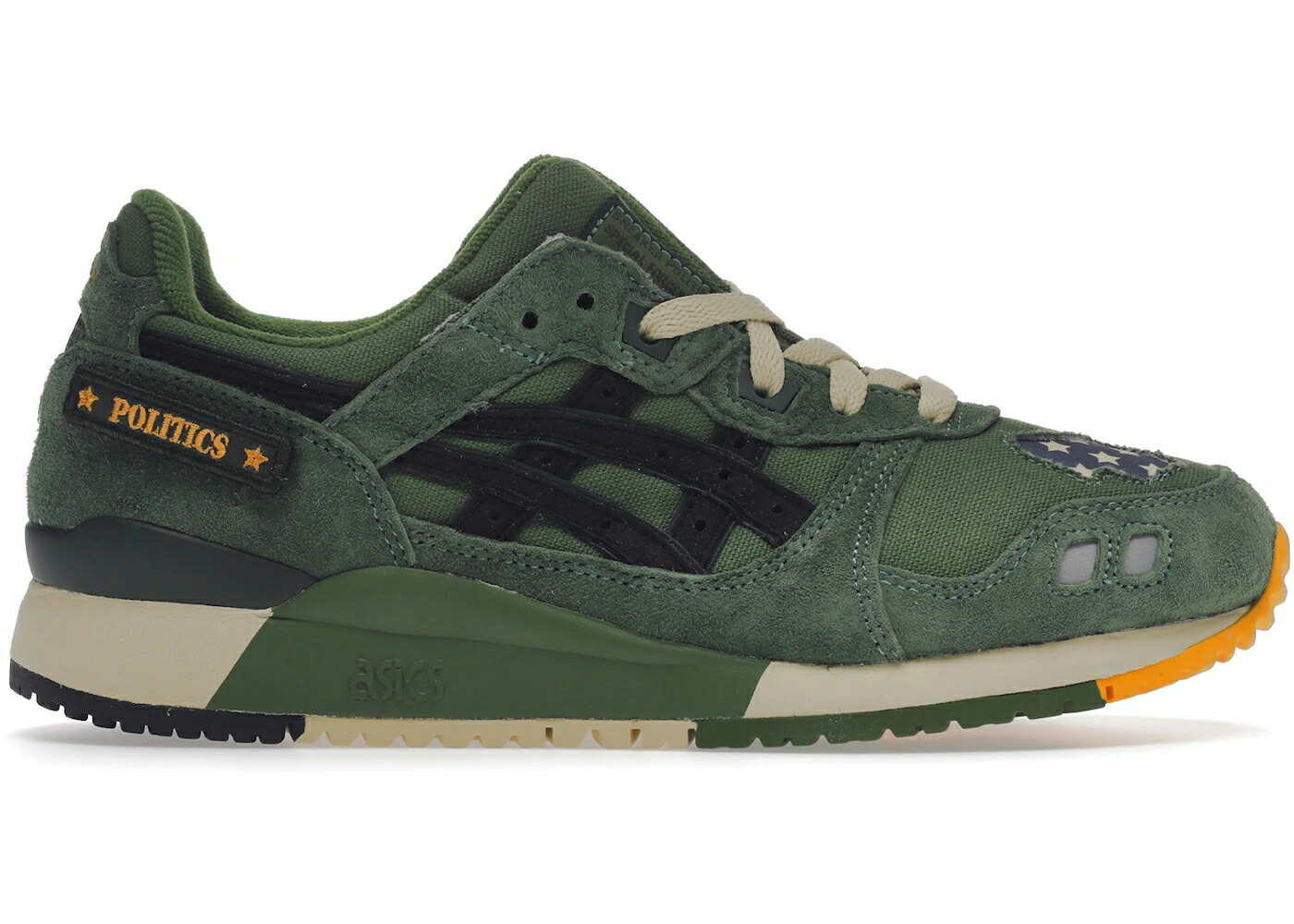 アシックス ゲルライト 靴 スニーカー 緑 グリーン 黒色 ブラック メンズ ASICS GEL-LYTE III SNEAKER POLITICS ALWAYS READY / COURTYARD GREEN BLACK