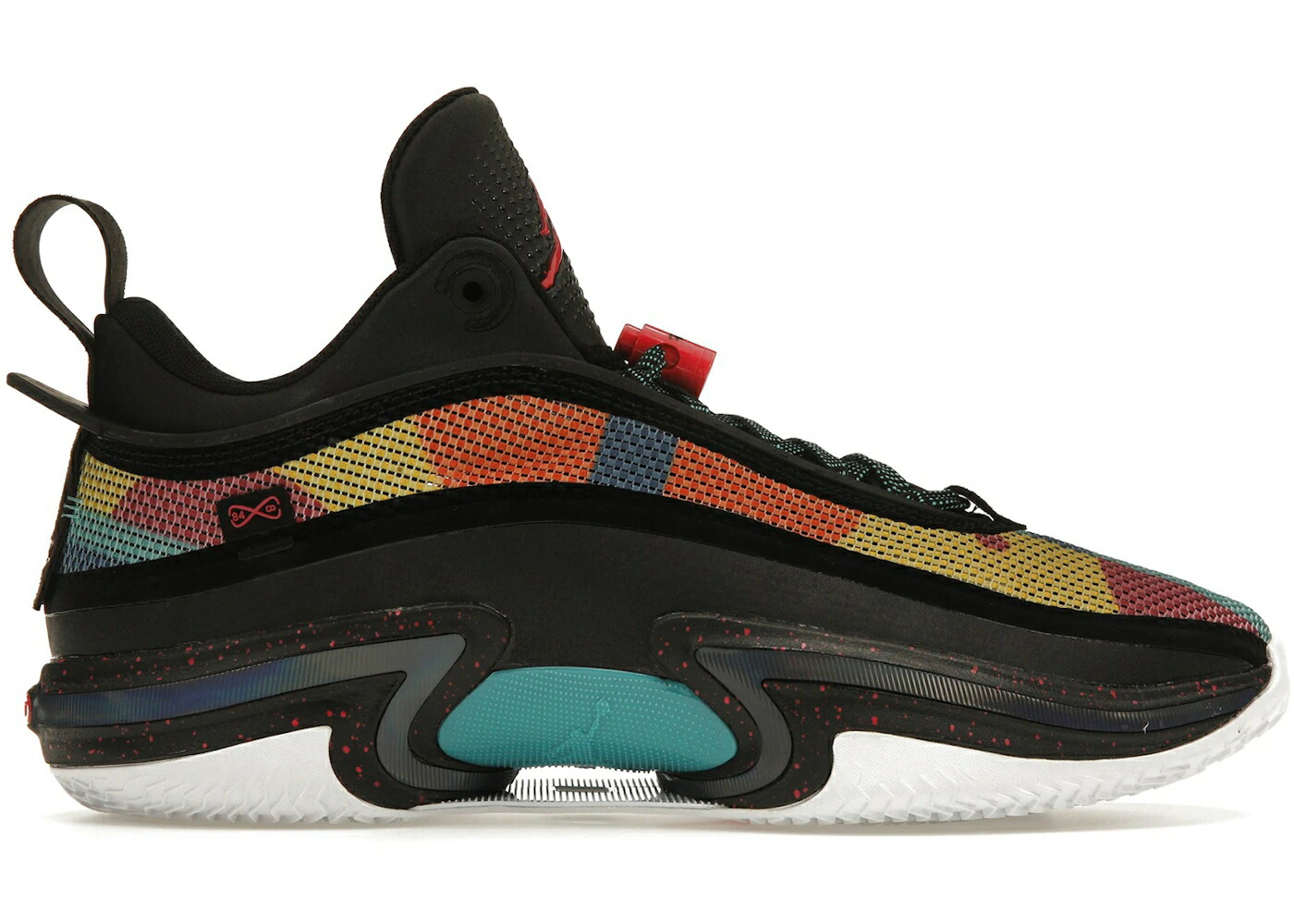ナイキ ジョーダン 黒色 ブラック スニーカー メンズ JORDAN 36 LOW BLACK MULTI-COLOR / BLACK WASHED TEAL VIVID SULFUR