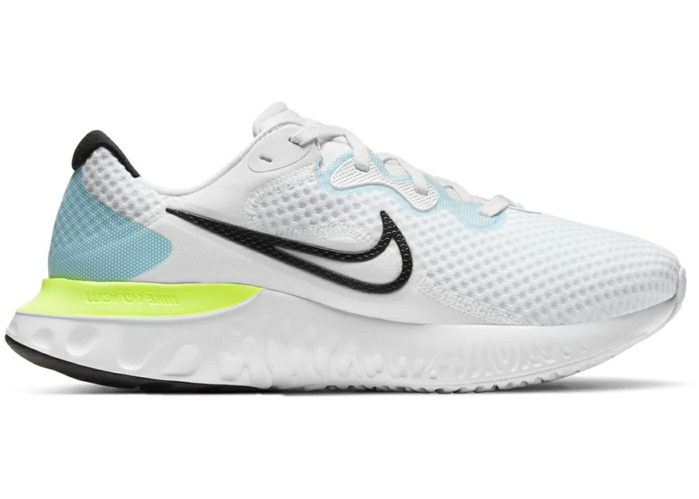 ナイキ ラン 白色 ホワイト 黒色 ブラック 青色 ブルー スニーカー メンズ NIKE RENEW RUN 2 VOLT / WHITE BLACK LIGHT BLUE FURY VOLT