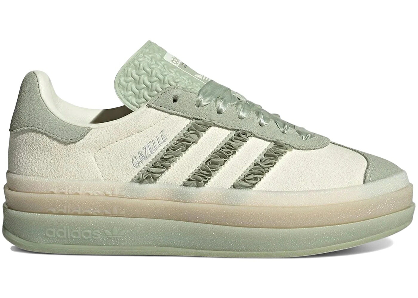 アディダス ガゼル 緑 グリーン クリーム 白色 ホワイト WOMEN'S スニーカー レディース ADIDAS GAZELLE BOLD HALO GREEN RUFFLE (WOMEN'S) / CREAM WHITE HALO GREEN ORBIT
