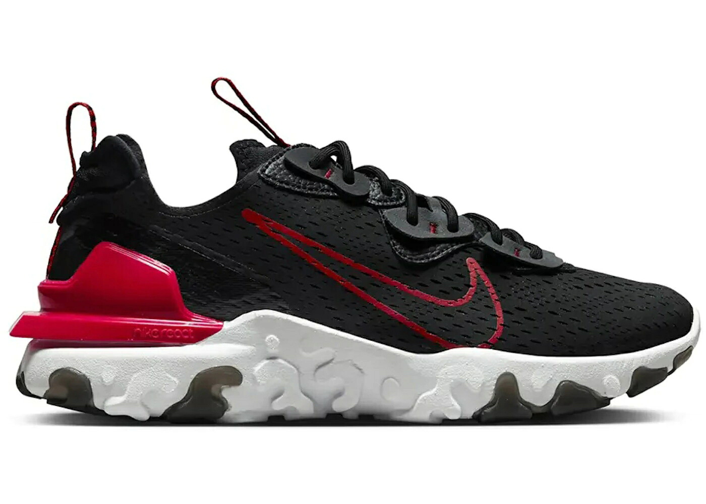 ナイキ リアクト 黒色 ブラック 赤 レッド 灰色 グレー 白色 ホワイト スニーカー メンズ NIKE REACT VISION BLACK UNIVERSITY RED / BLACK IRON GREY WHITE UNIVERSITY｜スニケス