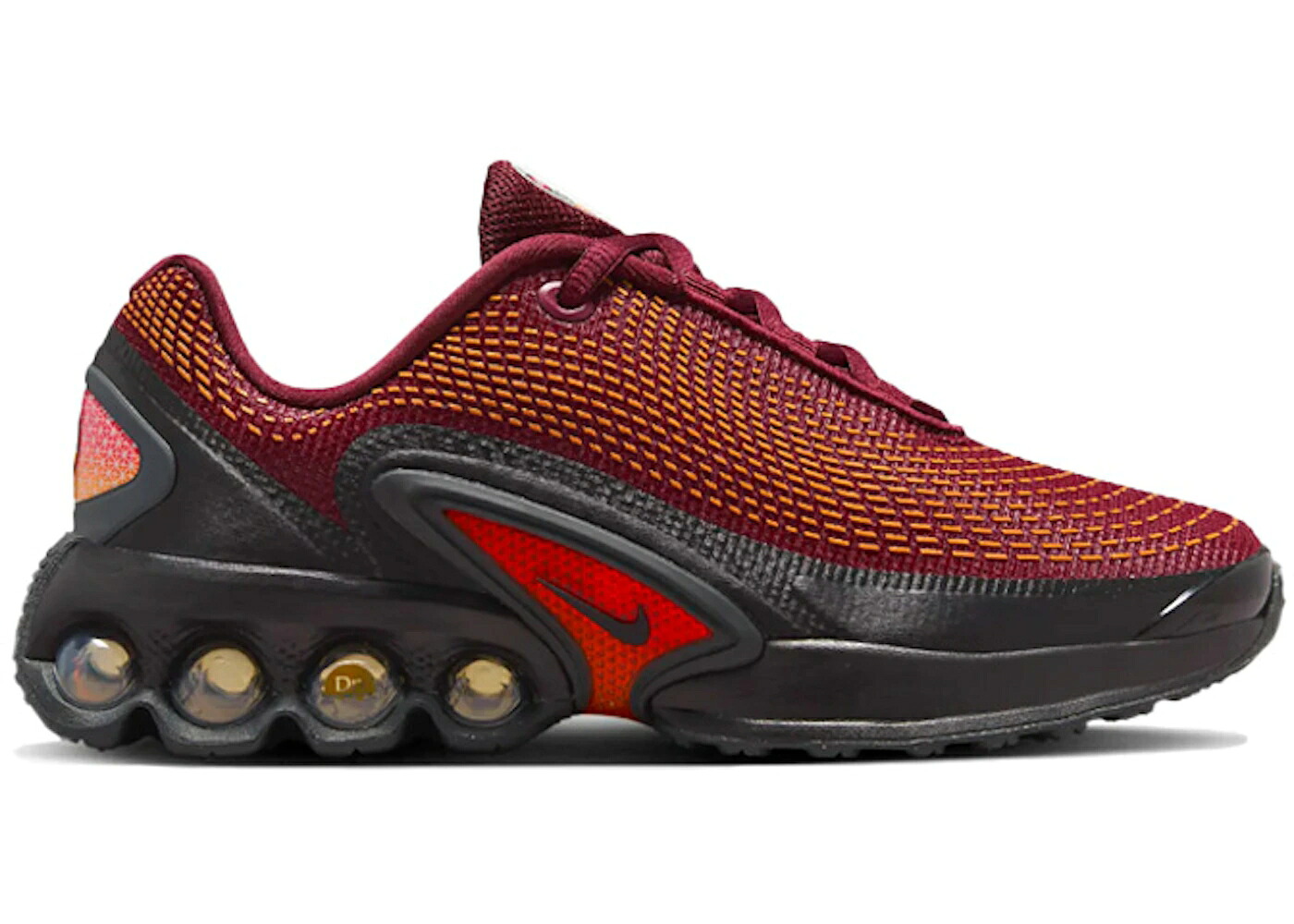 ナイキ マックス チーム 赤 レッド 黒色 ブラック エアマックス ジュニア キッズ NIKE AIR MAX DN DARK TEAM RED (GS) / DARK TEAM RED BLACK BLACK ベビー マタニティ スニーカー｜スニケス