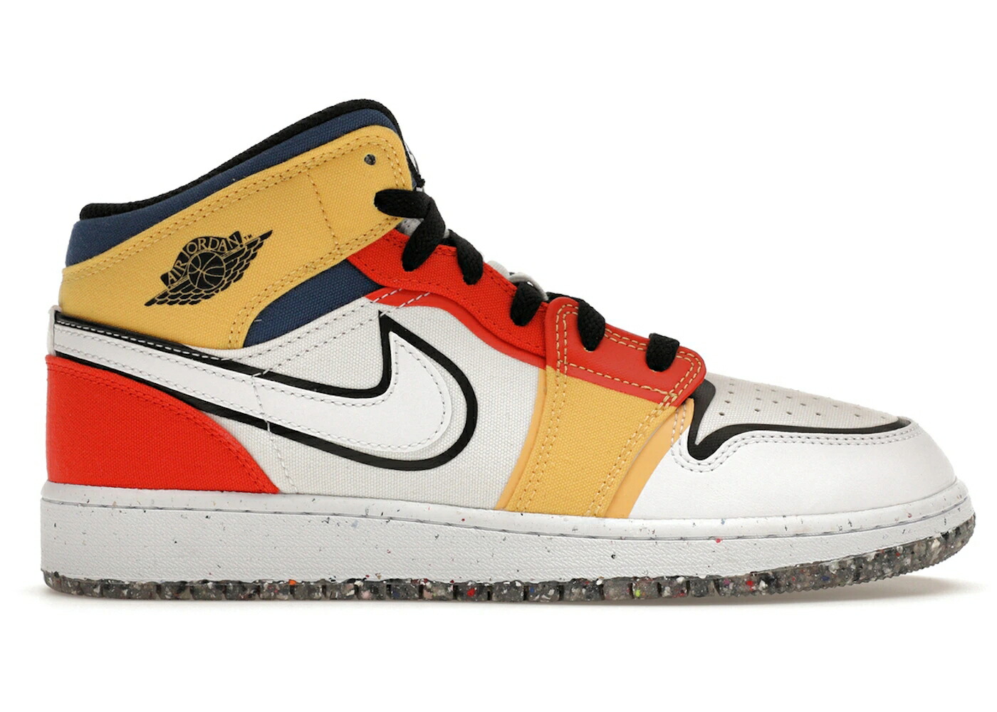 ナイキ ジョーダン ミッド 白色 ホワイト 黒色 ブラック 赤 レッド ジュニア キッズ JORDAN 1 MID MULTI-COLOR CANVAS (GS) / WHITE BLACK PICANTE RED FRENCH ベビー マタニティ スニーカー