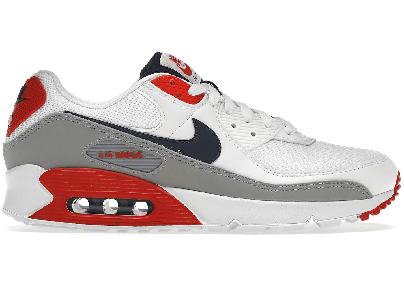 ナイキ マックス 白いこと 白いこと 赤 赤いこと 紺色 米国海軍 エア湖マックス スニーカー メンズ NIKE AIR MAX 90 USA (2021) / WHITE RED NAVY スニーカー-靴