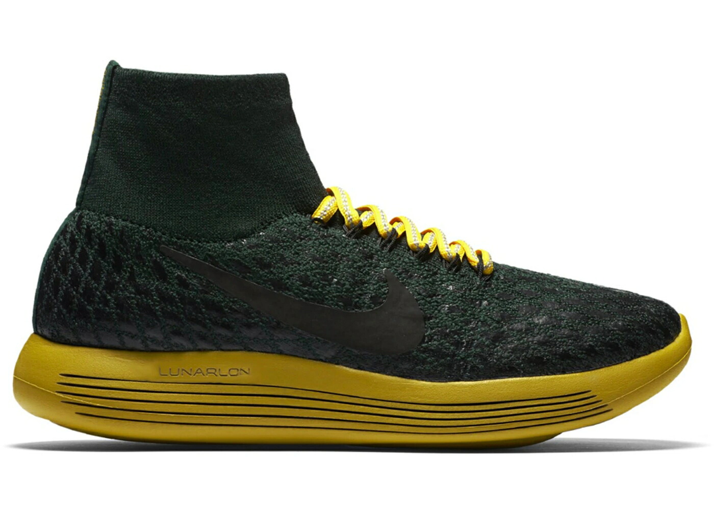 ナイキ フライニット 緑 グリーン 白色 ホワイト 黒色 ブラック ゴールド スニーカー レディース NIKE LUNAREPIC FLYKNIT SHIELD GYAKUSOU GREEN / SEAWEED WHITE BLACK GOLD LEAD｜スニケス