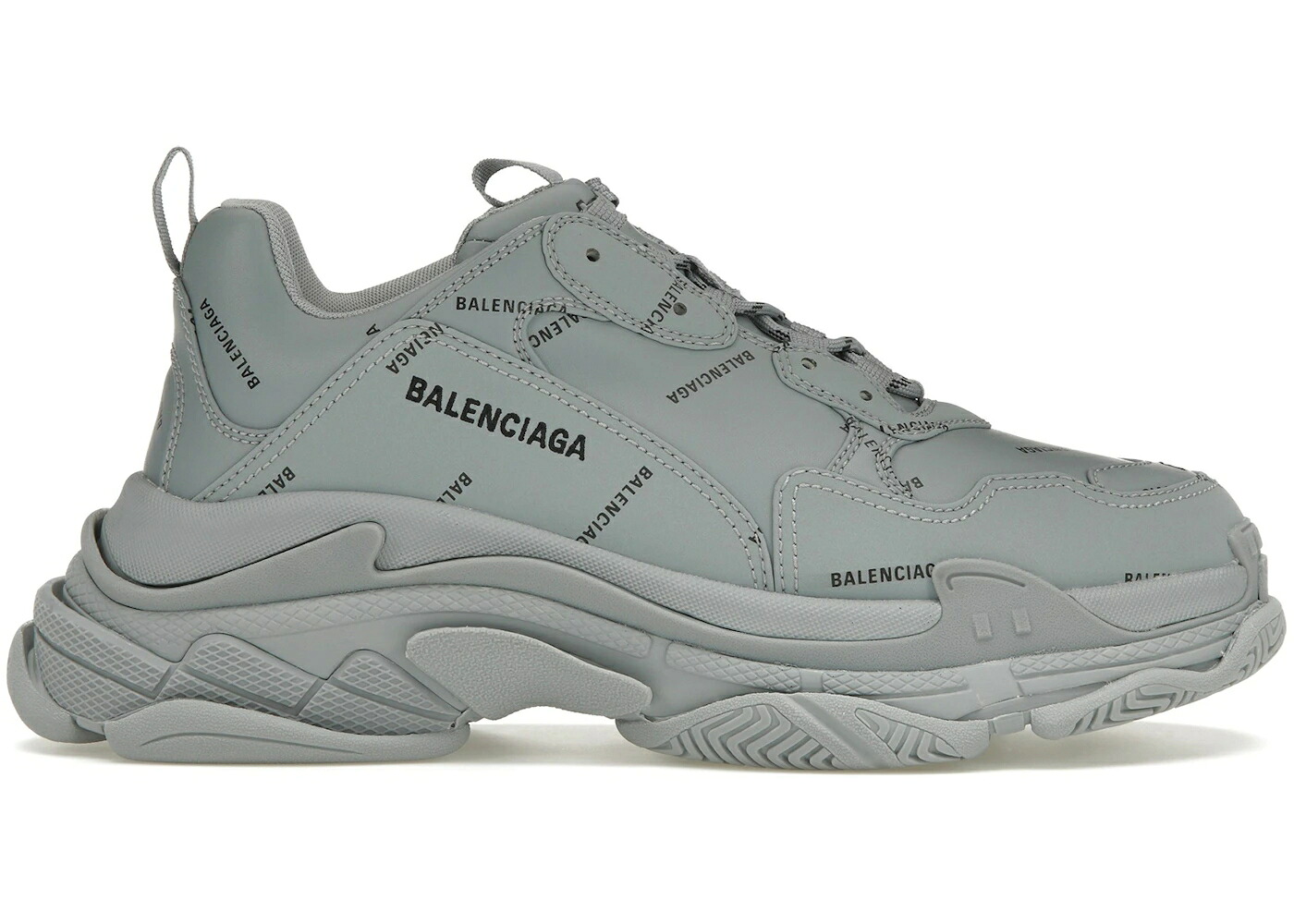 バレンシアガ ロゴ 灰色 グレー 黒色 ブラック スニーカー メンズ BALENCIAGA TRIPLE S ALLOVER LOGO GREY BLACK / GREY BLACK｜スニケス