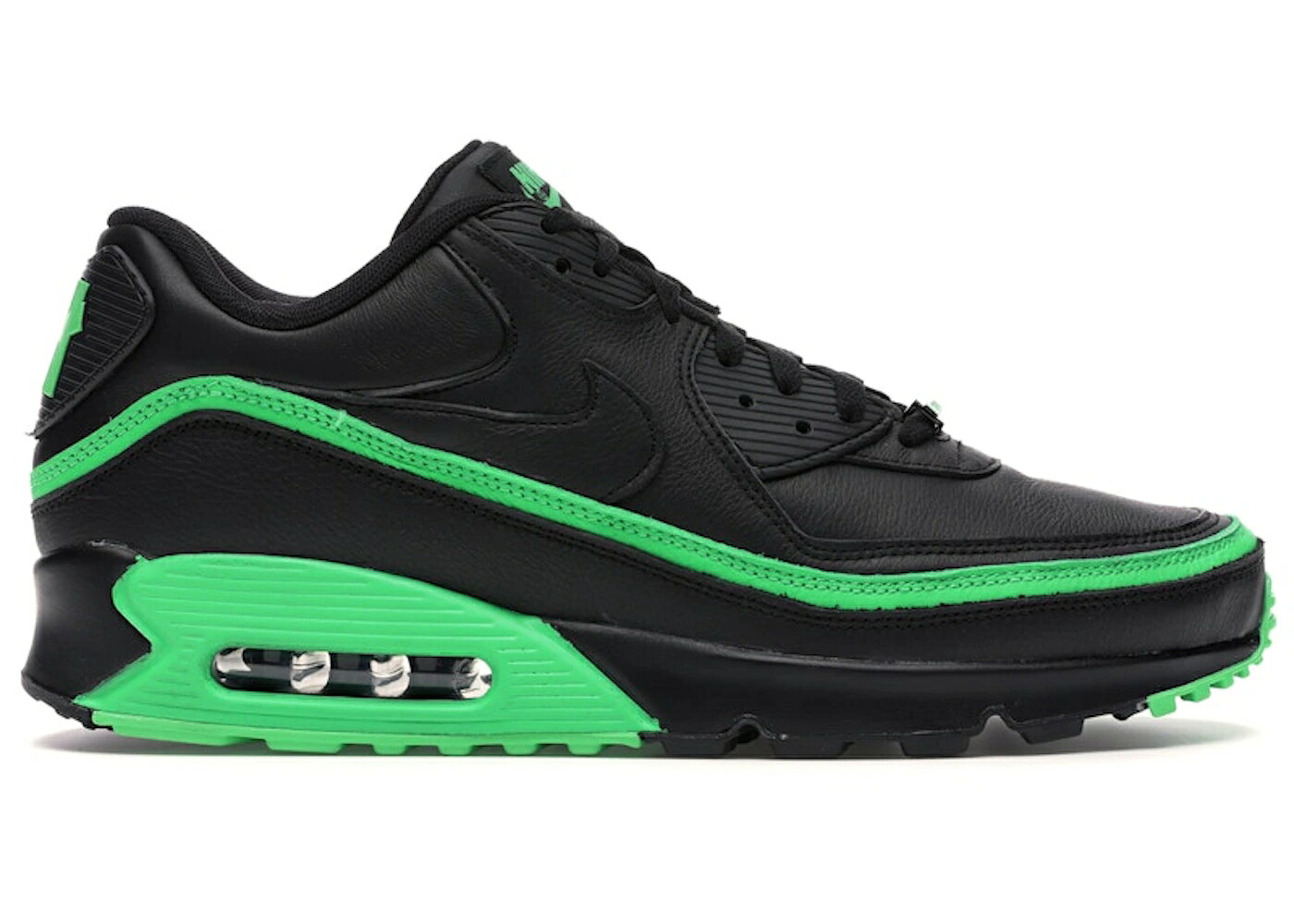 ナイキ マックス アンディフィーテッド 黒色 ブラック 緑 グリーン エアマックス スニーカー メンズ NIKE AIR MAX 90 UNDEFEATED BLACK GREEN / BLACK GREEN SPARK｜スニケス