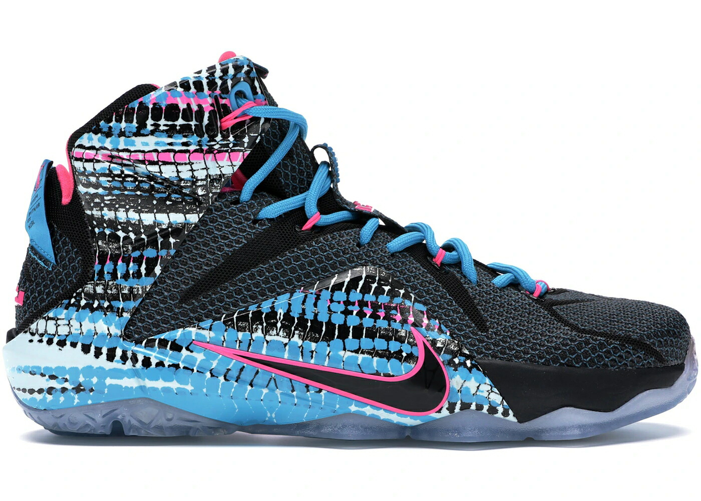 ナイキ レブロン 黒色 ブラック ピンク パワー 青色 ブルー スニーカー メンズ NIKE LEBRON 12 23 CHROMOSOMES / BLACK PINK POWER BLUE LAGOON