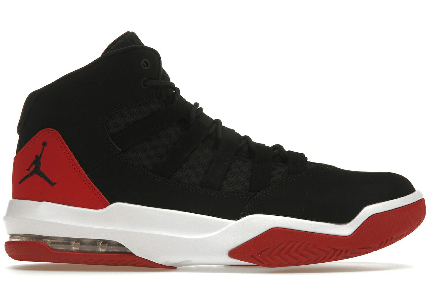 ナイキ ジョーダン マックス オーラ 黒色 ブラック スエード スウェード 赤 レッド スニーカー メンズ JORDAN MAX AURA BLACK SUEDE / BLACK BLACK GYM RED