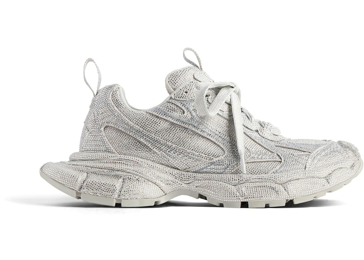 バレンシアガ 灰色 グレー スニーカー メンズ BALENCIAGA 3XL LIGHT GREY RHINESTONES / LIGHT GREY