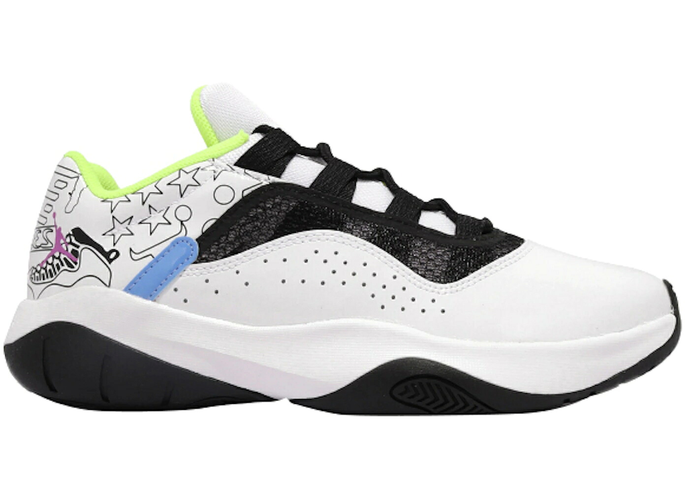 ナイキ ジョーダン 白色 ホワイト 黒色 ブラック 紫 バイオレット ジュニア キッズ JORDAN 11 CMFT LOW WHITE BLACK HYPER VIOLET (GS) / WHITE BLACK VOLT HYPER VIOLET ベビー マタニティ スニーカー｜スニケス