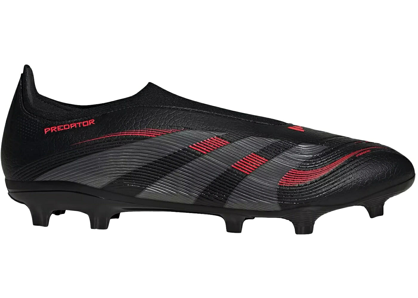 アディダス プレデター ステルス ビクトリー コア 黒色 ブラック 灰色 グレー 赤 レッド スニーカー メンズ ADIDAS PREDATOR LEAGUE LACELESS FG/MG STEALTH VICTORY PACK / CORE BLACK GREY FOUR LUCID RED