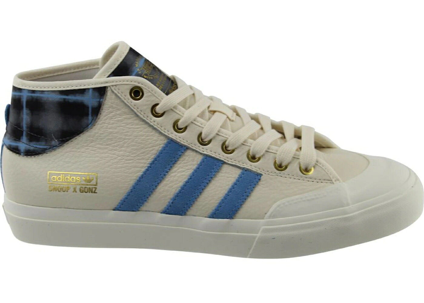アディダス ミッド クリーム 白色 ホワイト 青色 ブルー ゴールド スヌープ ドッグ スニーカー メンズ ADIDAS MATCHCOURT MID SNOOP DOGG X GONZ CREAM / CHALK WHITE LIGHT BLUE GOLD｜スニケス 59,640円