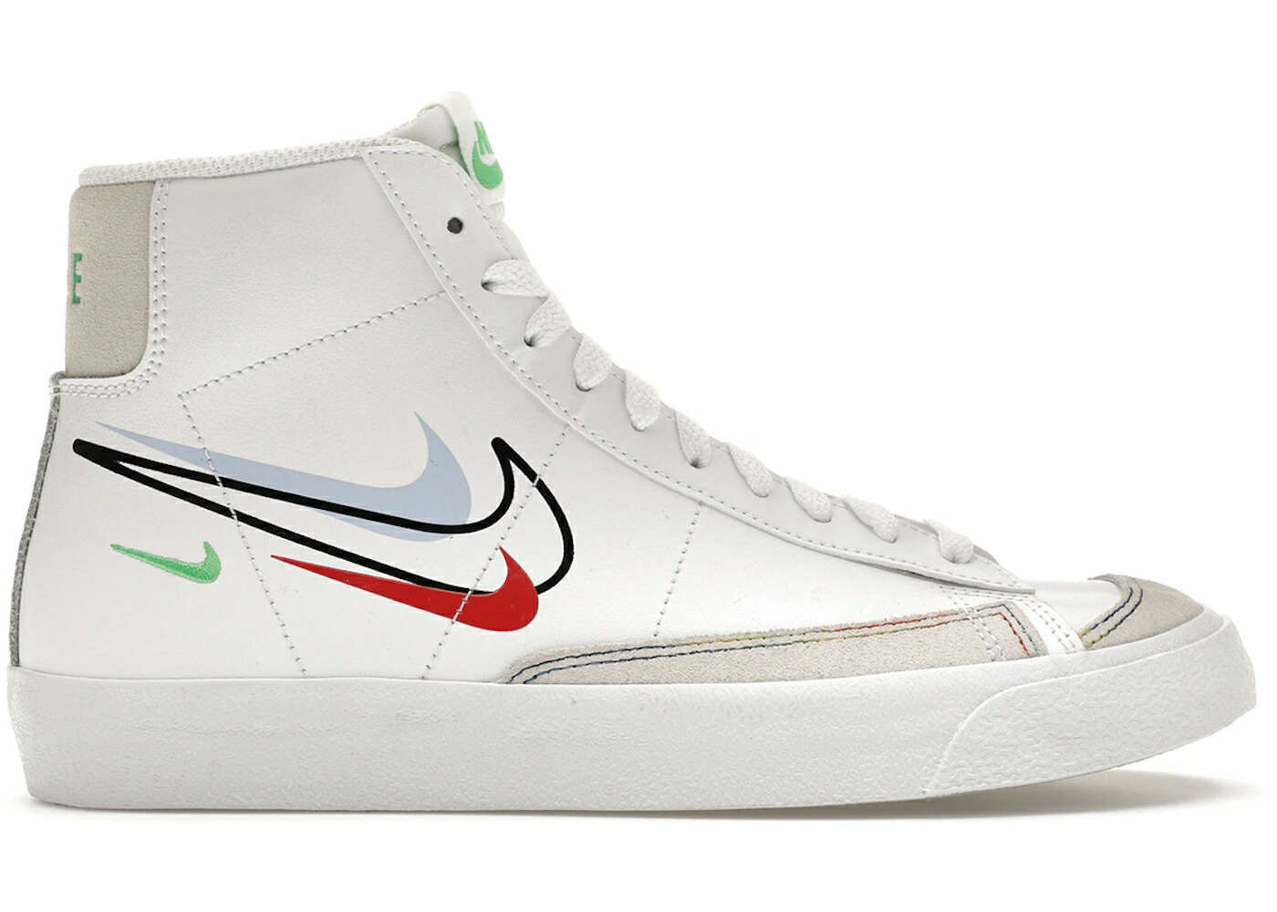 ナイキ ブレイザー ミッド スウッシュ スウォッシュ 白色 ホワイト 黒色 ブラック 緑 グリーン ジュニア キッズ NIKE BLAZER MID 77 SWOOSH PACK (GS) / WHITE ALUMINUM BLACK LIGHT GREEN ベビー マタニティ