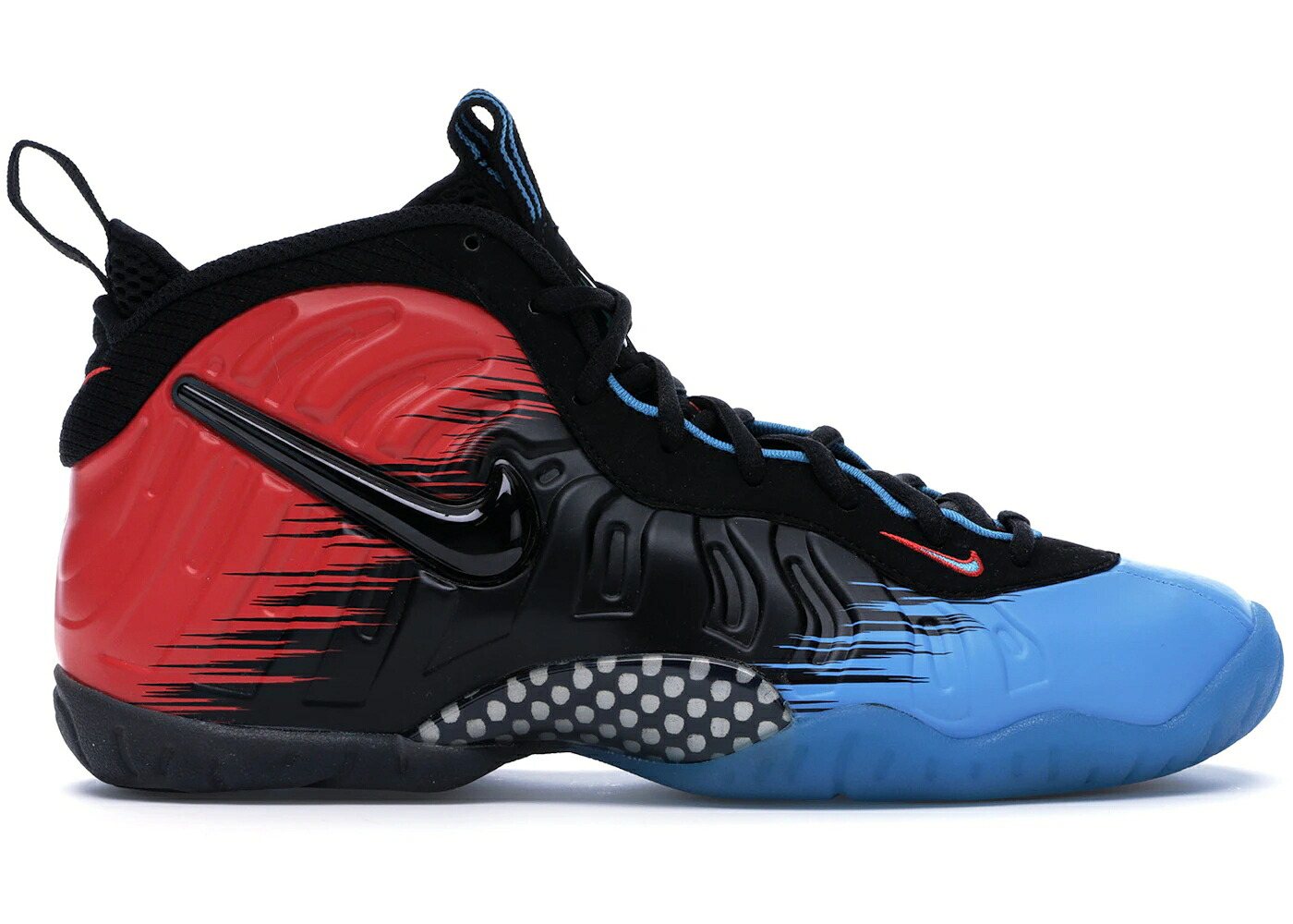 ナイキ フォームポジット プロ 青色 ブルー 黒色 ブラック クリムゾン エアフォームポジットプロ ジュニア キッズ NIKE AIR FOAMPOSITE PRO SPIDERMAN (GS) / VIVID BLUE BLACK LIGHT CRIMSON ベビー マタニ|スニケス
