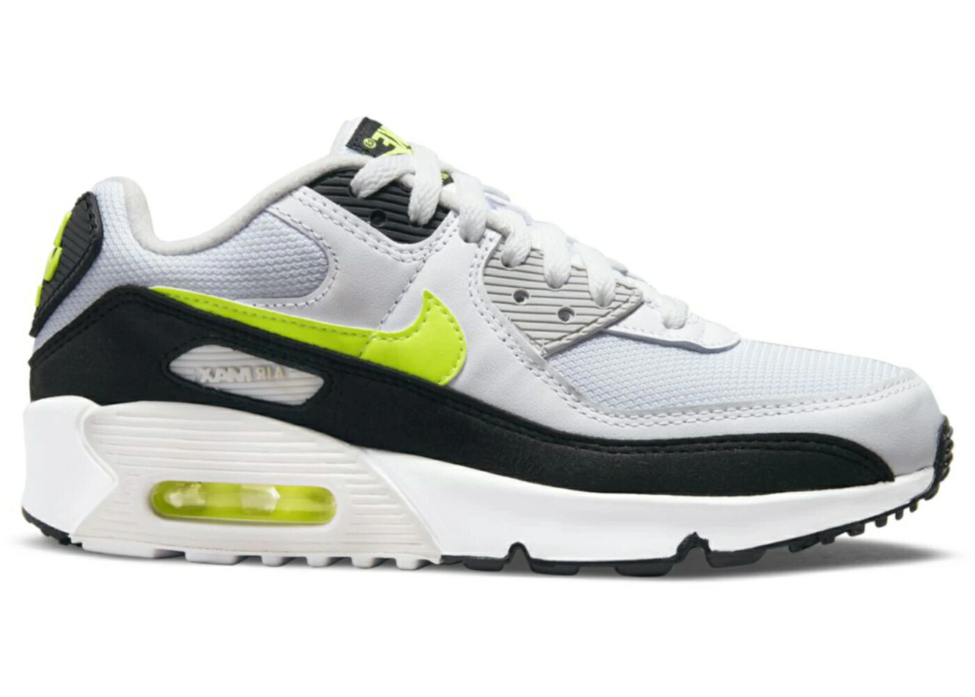 ナイキ マックス 白色 ホワイト ライム 黒色 ブラック 灰色 グレー エアマックス ジュニア キッズ NIKE AIR MAX 90 WHITE HOT LIME (GS) / WHITE BLACK NEUTRAL GREY HOT ベビー マタニティ スニーカー
