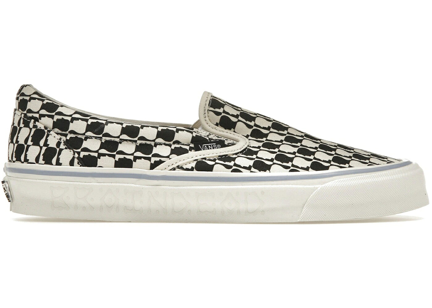 ヴァンズ バンズ スリッポン 白色 ホワイト 黒色 ブラック スニーカー メンズ VANS OG SLIP-ON LX BRAIN DEAD CHECKERBOARD / WHITE BLACK｜スニケス