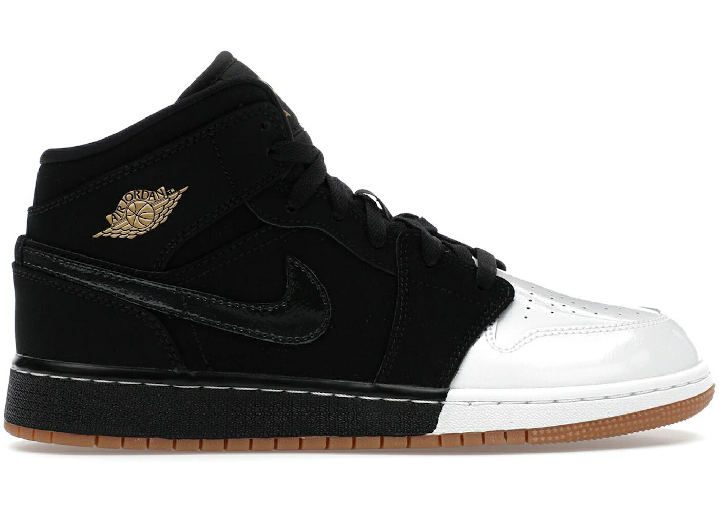 ナイキ ジョーダン ミッド 黒いこと 黒いこと 白いこと 白いこと ゴールド お坊っちゃん キッズ JORDAN 1 MID BLACK WHITE GOLD (GS) / BLACK METALLIC GOLD WHITE もの言う花 マタニティ スニーカー