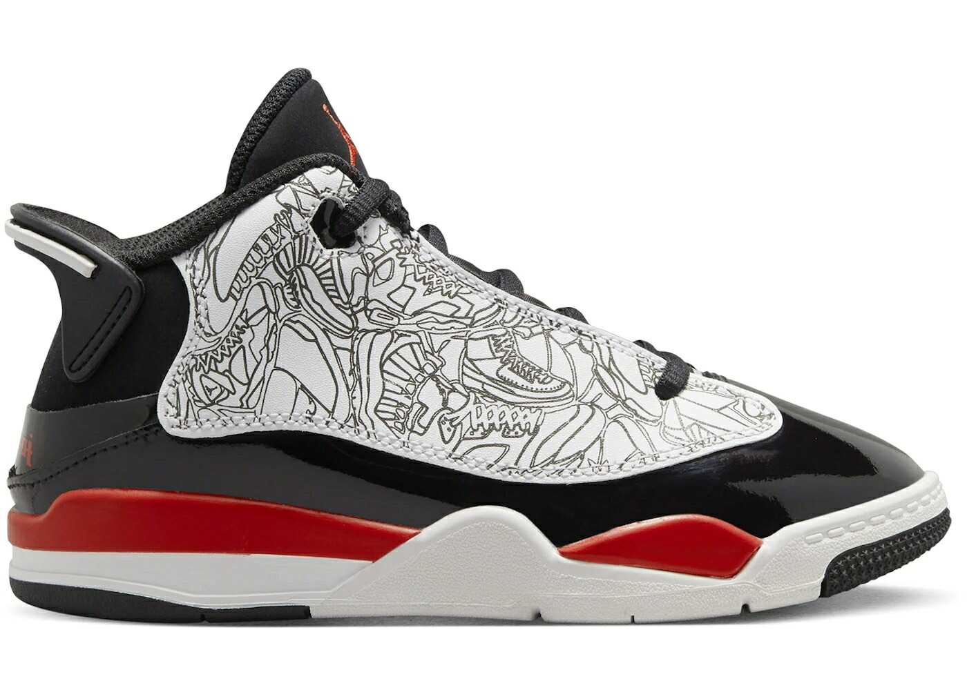 ナイキ ジョーダン ゼロ 白色 ホワイト 黒色 ブラック ファイア 赤 レッド ダブゼロ ジュニア キッズ JORDAN DUB ZERO WHITE BLACK FIRE RED (PS) / WHITE BLACK FIRE RED ベビー マタニティ スニーカー|スニケス