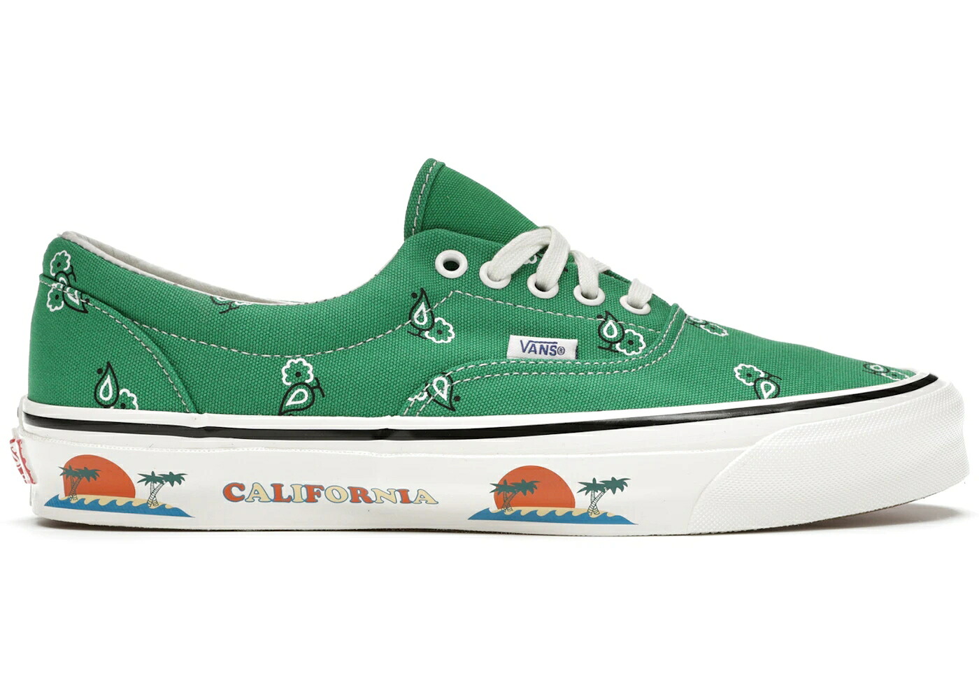 ヴァンズ バンズ 緑 グリーン 白色 ホワイト スニーカー メンズ VANS OG ERA PAISLEY GREEN / FERN GREEN WHITE
