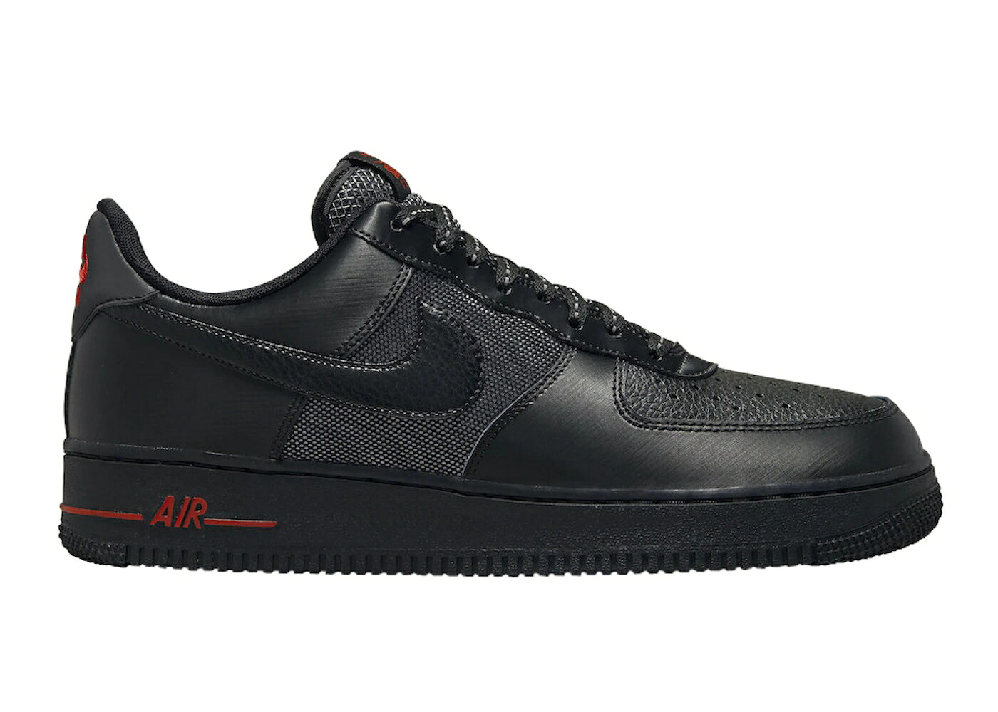ナイキ 黒色 ブラック 赤 レッド エアフォース スニーカー メンズ NIKE AIR FORCE 1 LOW BLACK BALLISTIC MESH / BLACK RED