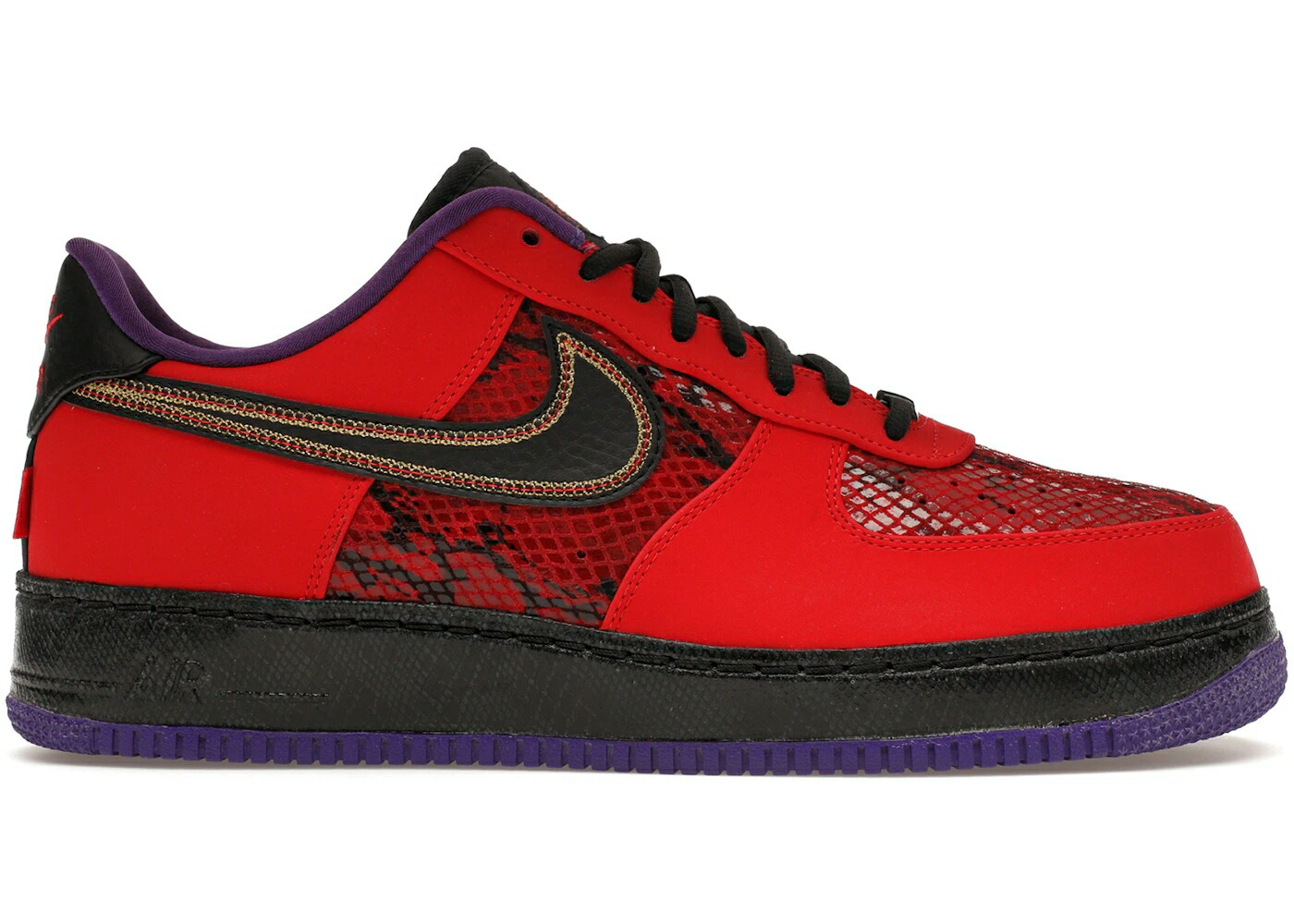 ナイキ 赤 レッド 黒色 ブラック エアフォース スニーカー メンズ NIKE AIR FORCE 1 LOW YEAR OF THE SNAKE / UNIVERSITY RED BLACK CRT PRPL