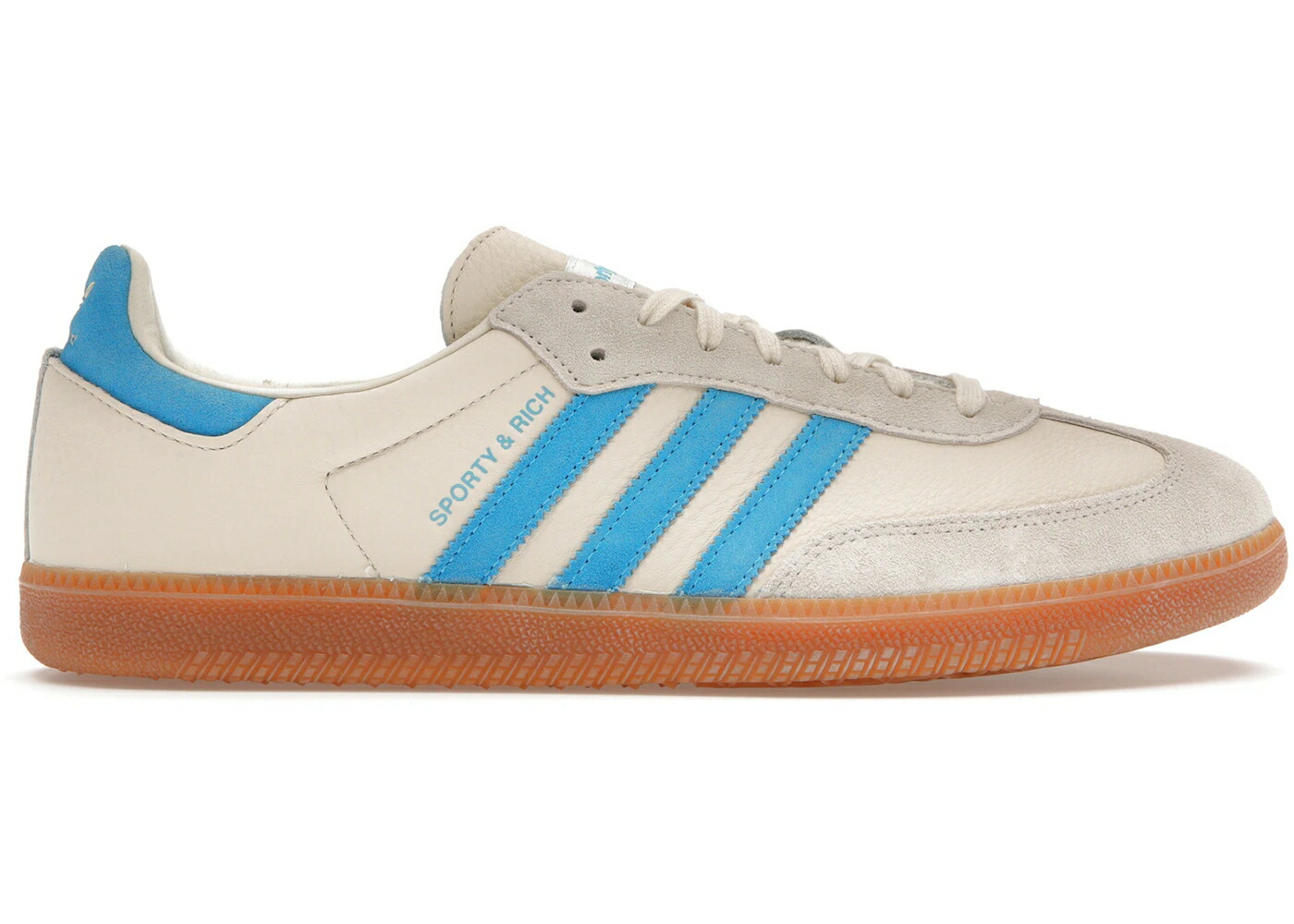 アディダス サンバ クリーム 青色 ブルー 白色 ホワイト ラッシュ \u0026 スニーカー メンズ ADIDAS SAMBA OG SPORTY RICH CREAM BLUE / CREAM WHITE BLUE RUSH GUM