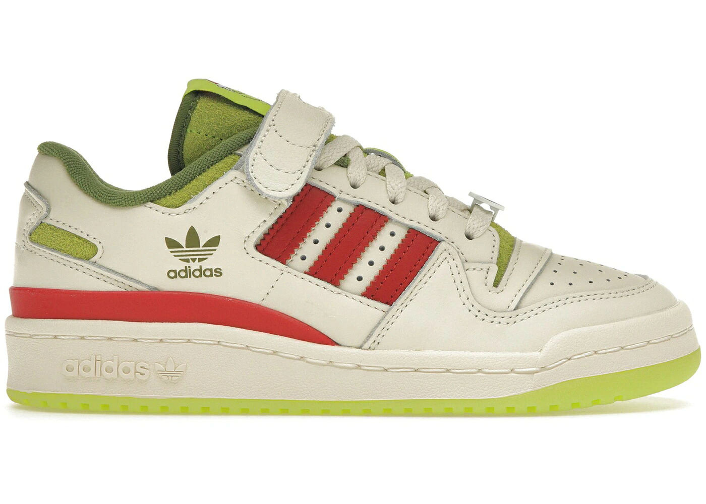 アディダス フォーラム クリーム 白色 ホワイト 赤 レッド スニーカー メンズ ADIDAS FORUM LOW THE GRINCH (2023) / CREAM WHITE COLLEGIATE RED SOLAR