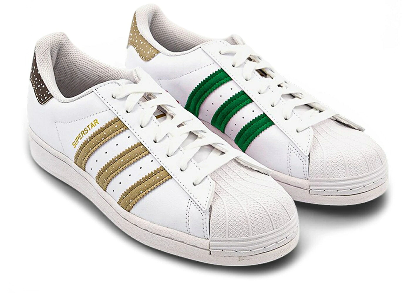アディダス はやりっ児 クリスマス 白いこと 白いこと ゴールド スニーカー メンズ ADIDAS SUPERSTAR CHRISTMAS GINGERBREAD / FOOTWEAR WHITE RAW GOLD GUM5