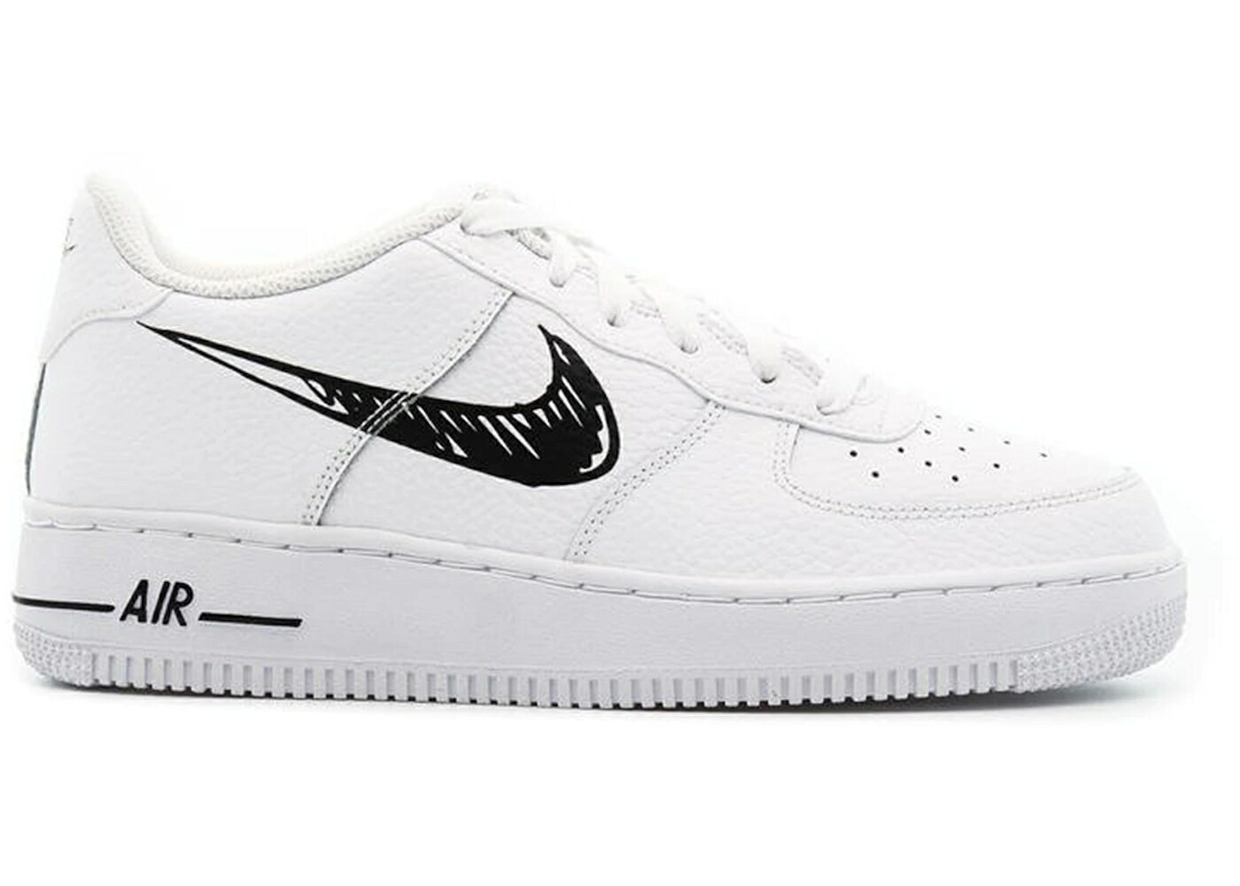 ナイキ 白色 ホワイト 黒色 ブラック エアフォース ジュニア キッズ NIKE AIR FORCE 1 LOW SKETCH WHITE BLACK (GS) / WHITE BLACK WHITE ベビー マタニティ スニーカー|スニケス