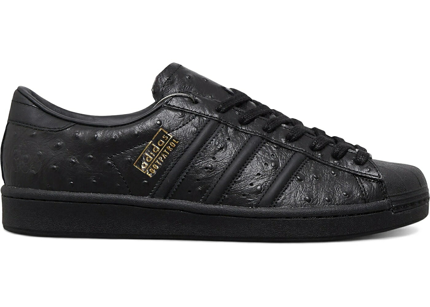 アディダス スーパースター 黒色 ブラック コア 白色 ホワイト スニーカー メンズ ADIDAS SUPERSTAR FOOTPATROL BLACK OSTRICH / CORE BLACK CLOUD WHITE CORE