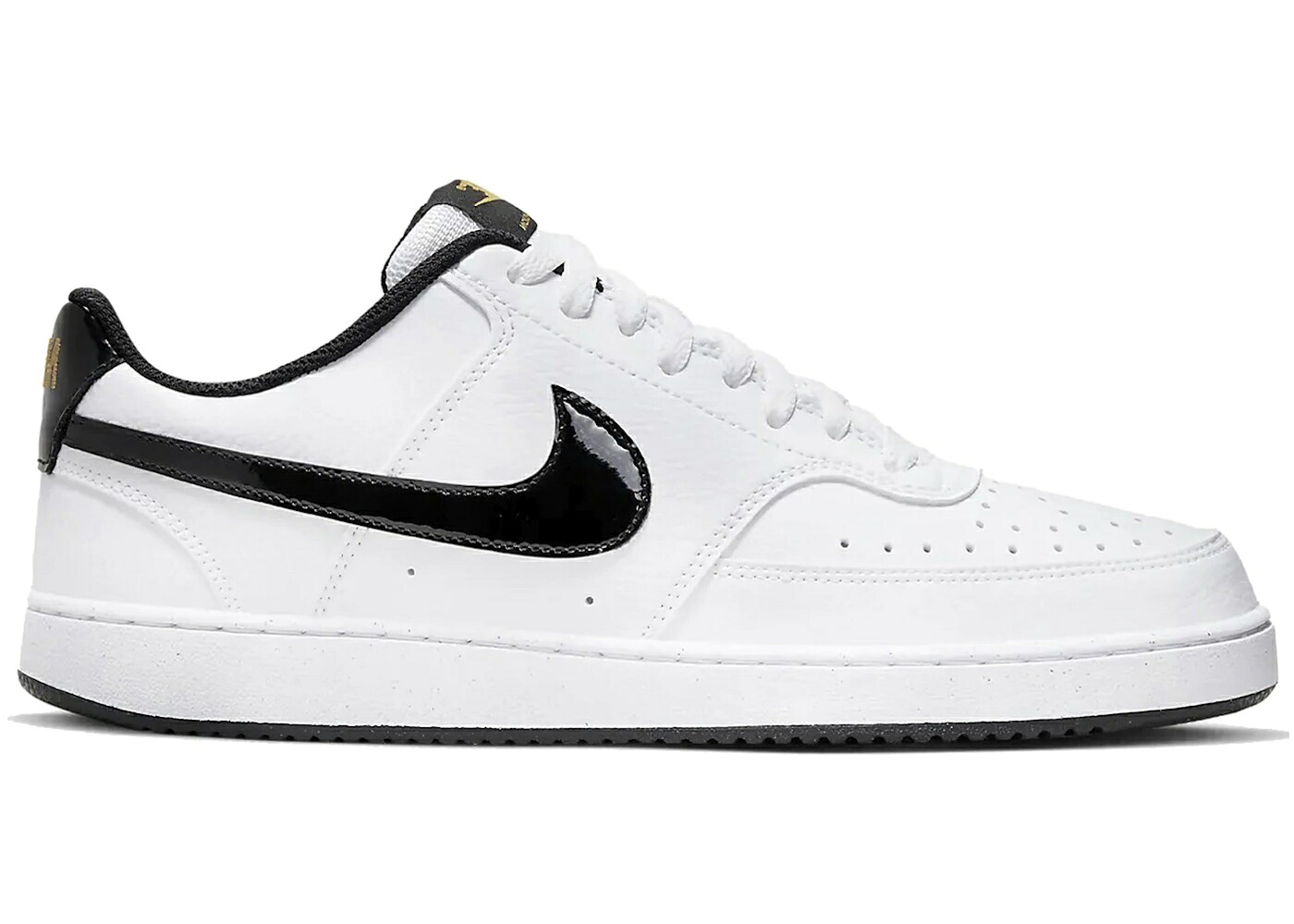 ナイキ 厚地の外套 白いこと 白いこと 黒いこと 黒いこと ゴールド スニーカー メンズ NIKE COURT VISION LOW WHITE BLACK METALLIC GOLD / WHITE BLACK METALLIC GOLD