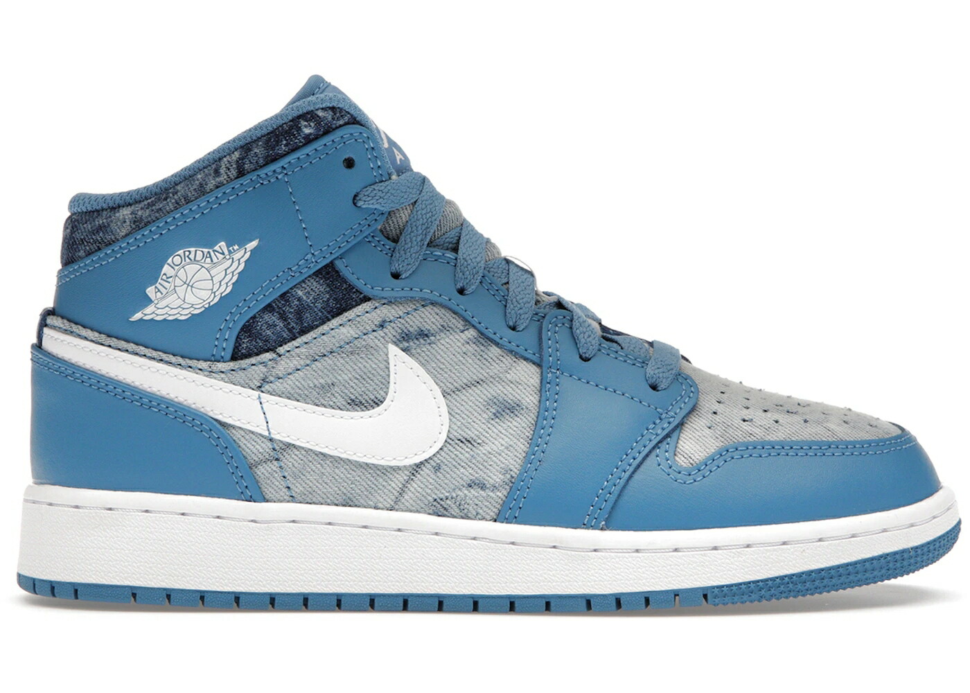 ナイキ ジョーダン ミッド デニム 青色 ブルー 白色 ホワイト ジュニア キッズ JORDAN 1 MID WASHED DENIM (GS) / BLUE WHITE DENIM ベビー マタニティ スニーカー