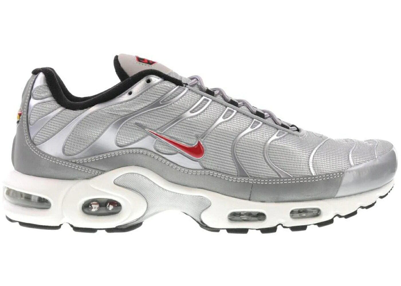ナイキ マックス 銀色 シルバー ブレット 赤 レッド エアマックスプラス スニーカー メンズ NIKE AIR MAX PLUS SILVER BULLET / METALLIC SILVER VARSITY RED|スニケス
