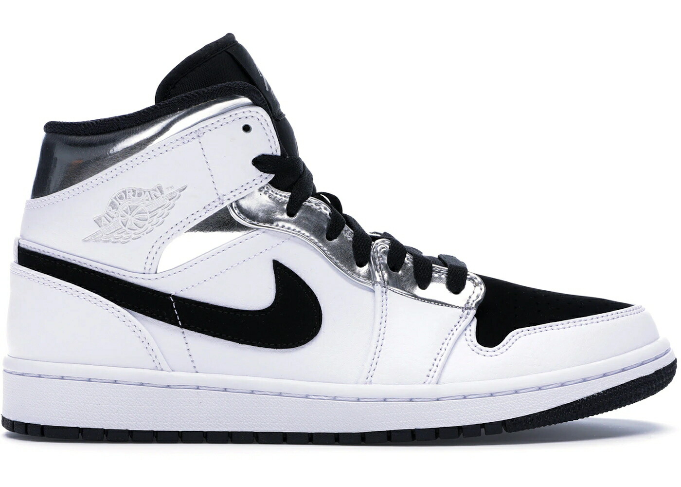ナイキ ジョーダン ミッド 白色 ホワイト 銀色 シルバー 黒色 ブラック スニーカー メンズ JORDAN 1 MID ALTERNATE THINK 16 / WHITE METALLIC SILVER BLACK