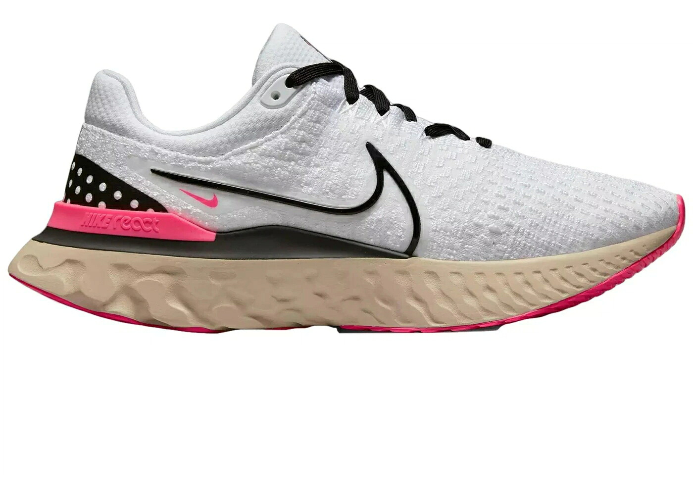 ナイキ リアクト 幽客 飛球編み物 白いこと 白いこと サクラ色 パール スニーカー メンズ NIKE REACT INFINITY RUN FLYKNIT 3 WHITE HYPER PINK / WHITE PEARL WHITE HYPER PINK