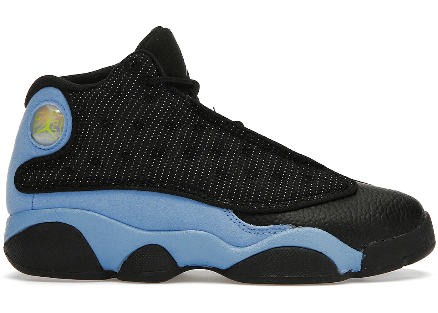 ナイキ ジョーダン サーティーン 黒色 ブラック 青色 ブルー 白色 ホワイト ジュニア キッズ JORDAN 13 RETRO BLACK UNIVERSITY BLUE (PS) / BLACK UNIVERSITY BLUE WHITE ベビー マタニティ スニーカー｜スニケス