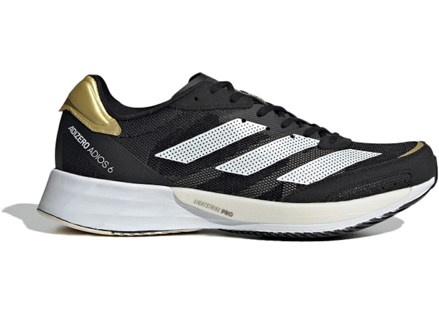 アディダス アディゼロ アディオス 黒色 ブラック ゴールド コア 白色 ホワイト WOMEN スニーカー レディース ADIDAS ADIZERO ADIOS 6 BLACK GOLD METALLIC (WOMEN) / CORE BLACK CLOUD WHITE WONDER