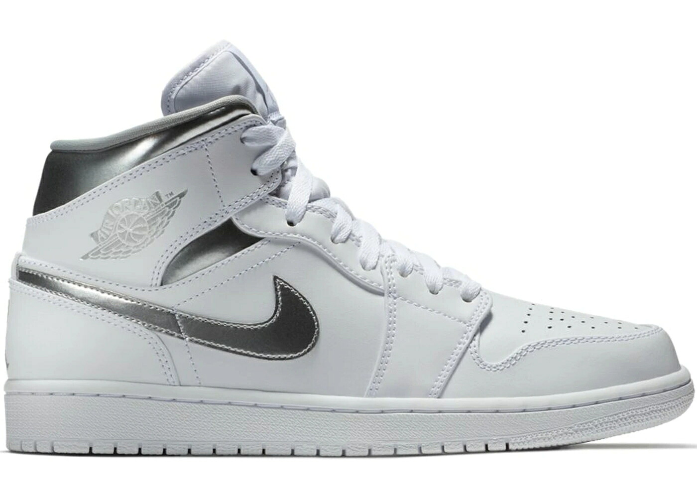 ナイキ ジョーダン ミッド ピュア 白色 ホワイト 銀色 シルバー スニーカー メンズ JORDAN 1 RETRO MID PURE MONEY / WHITE METALLIC SILVER WHITE
