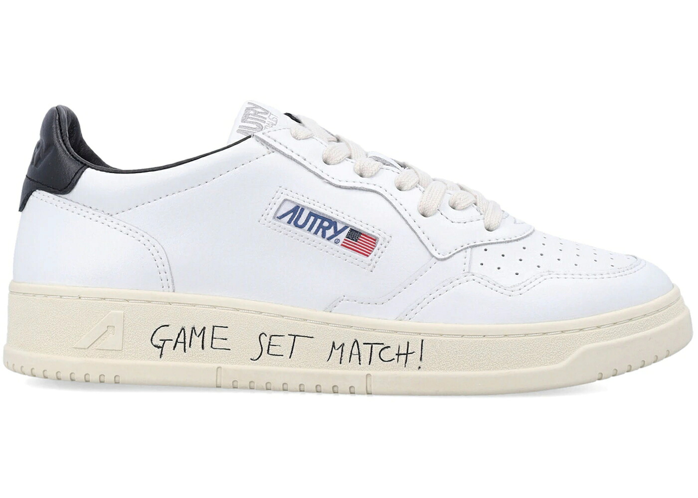 レザー ゲーム 白色 ホワイト 黒色 ブラック MATCH! スニーカー メンズ AUTRY MEDALIST LEATHER LOW GAME SET WHITE BLACK / WHITE BLACK|スニケス