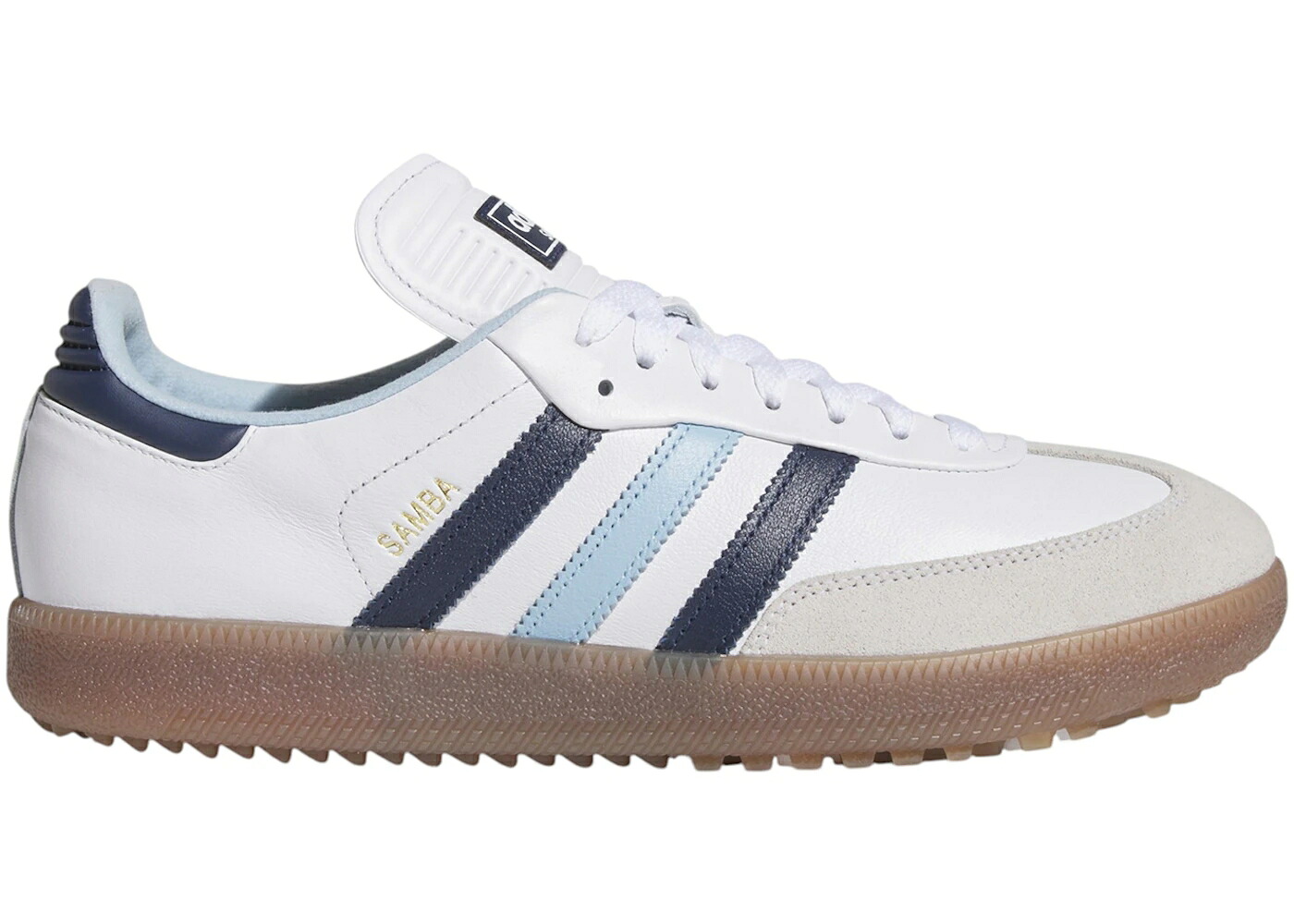 アディダス サンバ ゴルフ 白いこと 白いこと ナイト爵 藍色 インディゴ 天の原 スニーカー メンズ ADIDAS SAMBA SPIKELESS GOLF WHITE NIGHT INDIGO CLEAR SKY / CLOUD WHITE NIGHT INDIGO CLEAR スニーカー-靴-メンズ靴