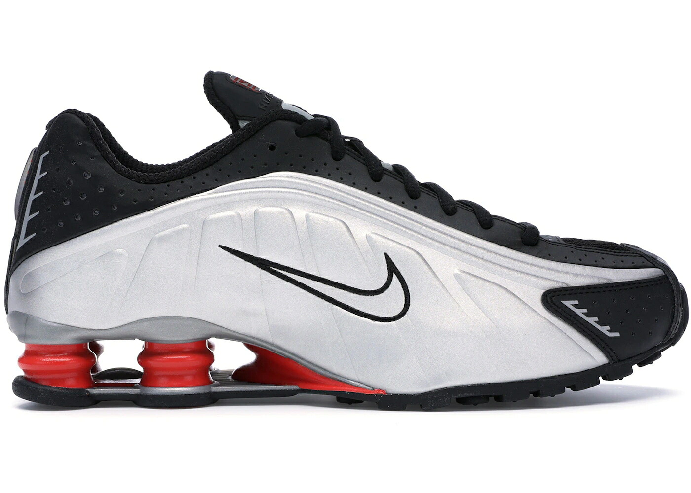 ナイキ ショックス 黒色 ブラック 銀色 シルバー マックス 橙 オレンジ スニーカー メンズ NIKE SHOX R4 BLACK METALLIC SILVER (2018/2024) / BLACK METALLIC SILVER MAX ORANGE