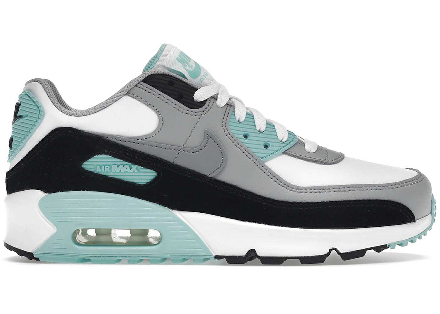 ナイキ マックス 灰色 グレー 白色 ホワイト エアマックス ジュニア キッズ NIKE AIR MAX 90 LTR PARTICLE GREY TEAL (GS) / WHITE PARTICLE GREY LT SMOKE ベビー マタニティ スニーカー｜スニケス
